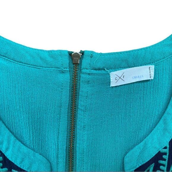 GENTLE Fawn Open Back Teal Embroidered Dress - Picture 11 of 13